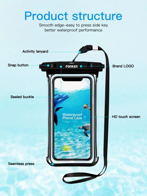 FONKEN Full View Waterproof Case for Phone Underwater Snow Rainforest Transparent Dry Bag Swimming Pouch Big Mobile Phone Covers - Image 7