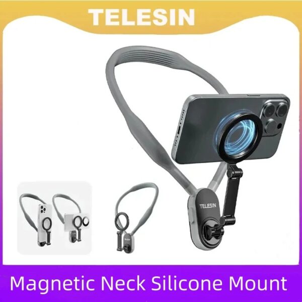 TELESIN Magnetic Neck Silicone Mount Quick Release Hold for IPhone Samsung Huawei Xiaomi Phone Accessories