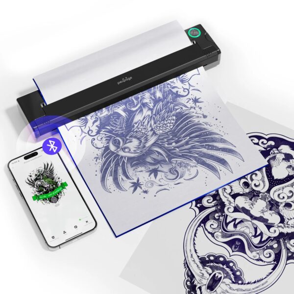 PeriPage P90 Wireless Tattoo Transfer Stencil Printer, Thermal Tattoo Machine with 5pcs Free Transfer Paper