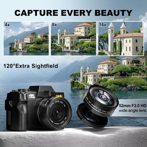 NBD Compact Digital Photography Camera 4K WIFI WebCam Vintage Vlog Video Recorder YouTube 48MP Camcorder 16X Digital Zoom Camera - Image 3