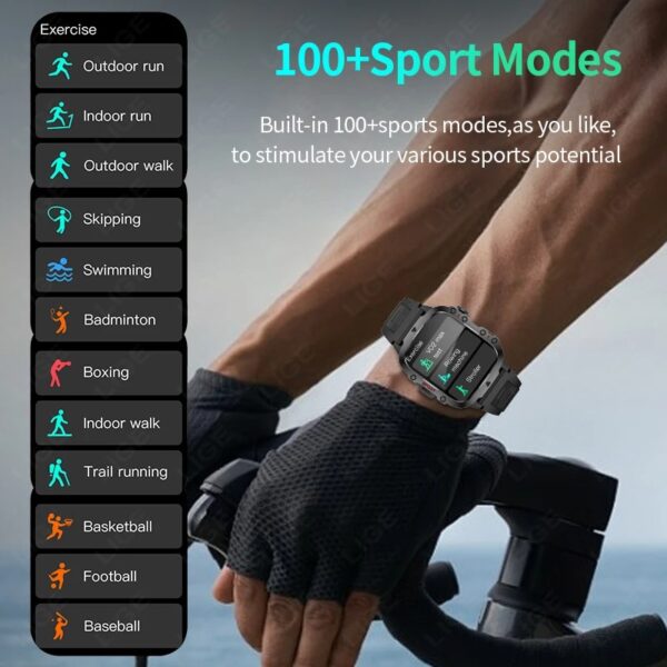 LIGE 2025 Outdoor Military Mens Smartwatch Bluetooth Call Sport Heart Rate Monitor IP68 Waterproof Smart Watches - Image 3