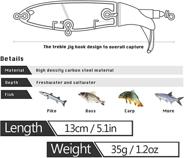 10cm/14cm Topwater Fishing Lure Whopper Popper Artificial Bait Hard Plopper Soft Rotating Tail Fishing Tackle Fishing Bait - Image 5