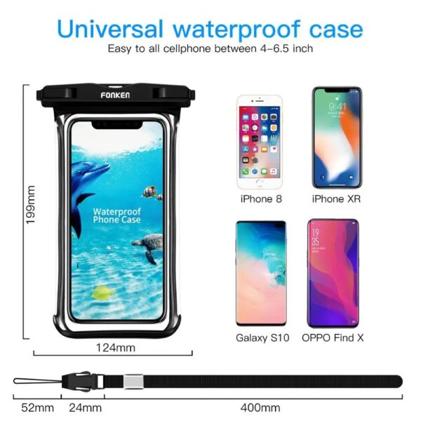 FONKEN Full View Waterproof Case for Phone Underwater Snow Rainforest Transparent Dry Bag Swimming Pouch Big Mobile Phone Covers - Image 4