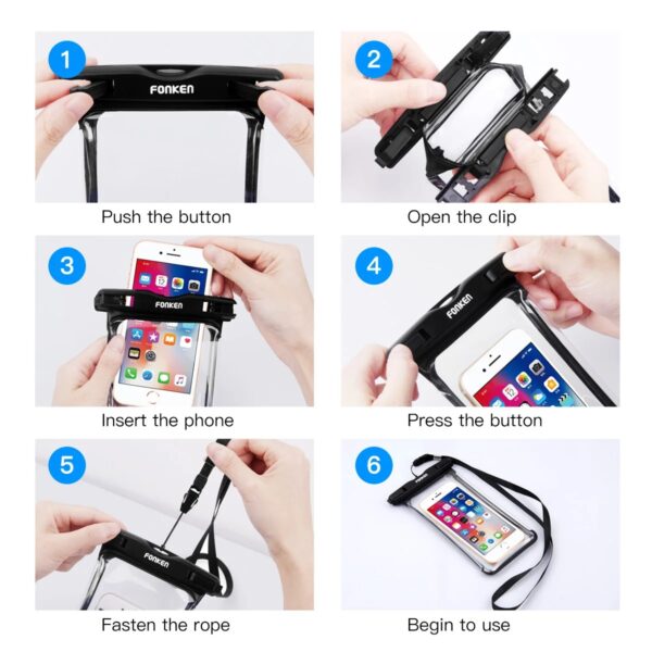 FONKEN Full View Waterproof Case for Phone Underwater Snow Rainforest Transparent Dry Bag Swimming Pouch Big Mobile Phone Covers - Image 5