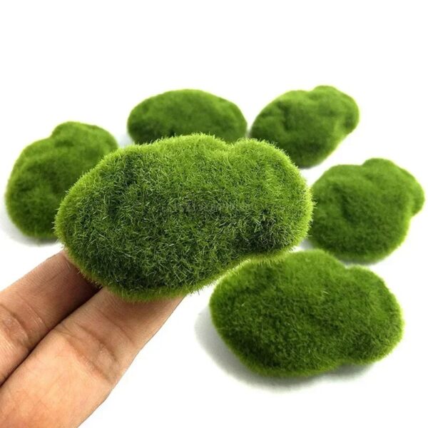 4 Size Fake Stone Artificial Moss Rocks Home Decor Simulation Plant DIY Decoration for Garden and Crafting Green