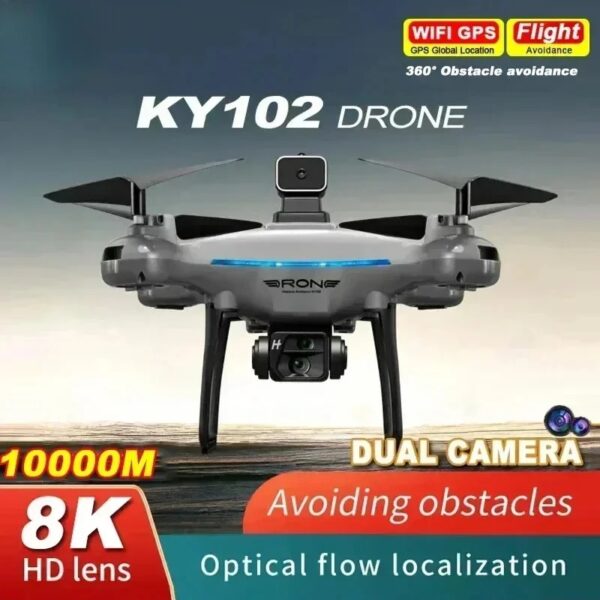 2025 New Toy KY102 Drone Professional 8K HD Dual Camera Aerial 360 Obstacle Avoidance Optical Flow Four-Axis RC Aerocraft Drone