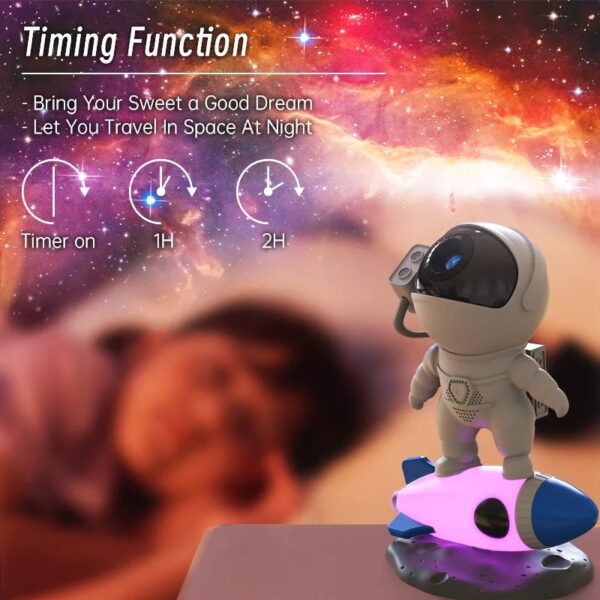 Rocket Astronaut Galaxy Projector Night Light Lamp And 13 Film Pieces Sky Projector 360° Rotate Planetarium For Kids Bedroom - Image 2