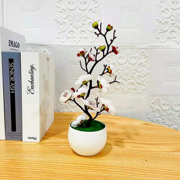 Bonsai Silk Flowers Plum Blossoms Artificial Plant Fake Flowers Pot Flores Sakura Tree Branches Home Room Decoration - Image 2