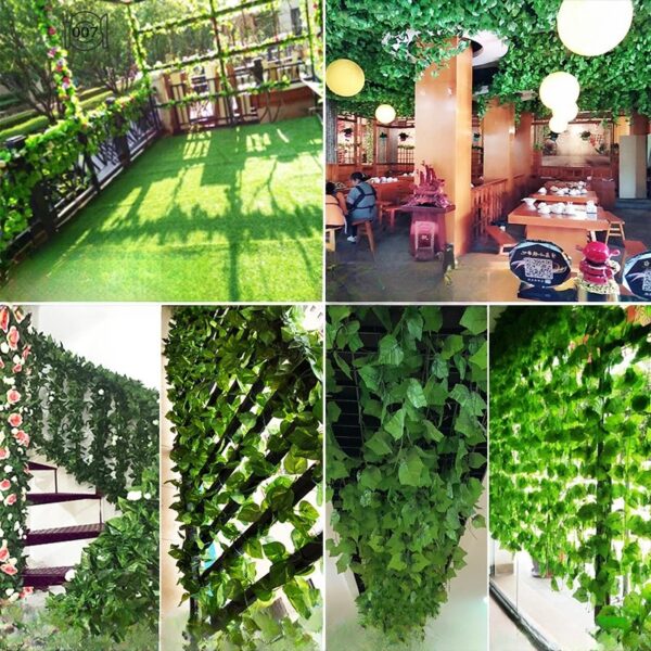 2.2M Green Lvy LeafArtificial Plant Garland SilkWall Hanging VineWedding Party DlY FakeWreath Leaves HomeGarden Decoration - Image 4