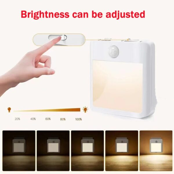 Motion Sensor LED Night Lights EU/US Plug Dimmable Cabinet Light For Baby Bedside Bedroom Corridor Wireless Night Lamp Lighting - Image 5