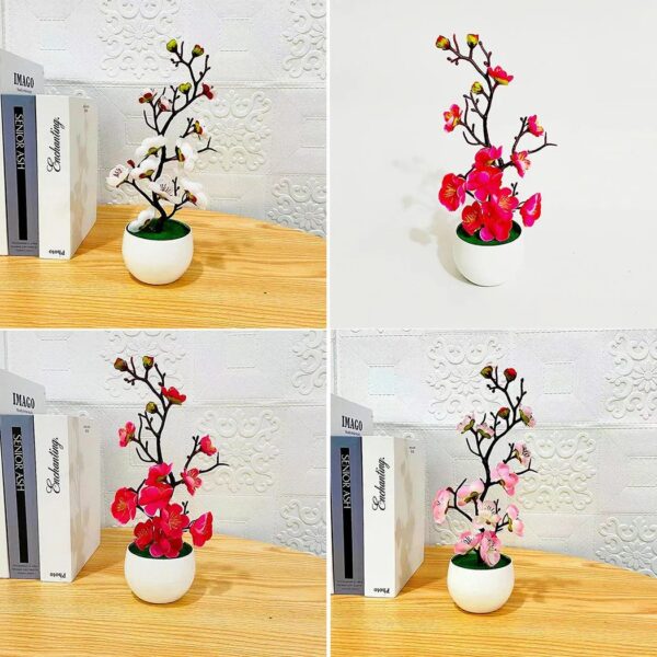 Bonsai Silk Flowers Plum Blossoms Artificial Plant Fake Flowers Pot Flores Sakura Tree Branches Home Room Decoration - Image 3