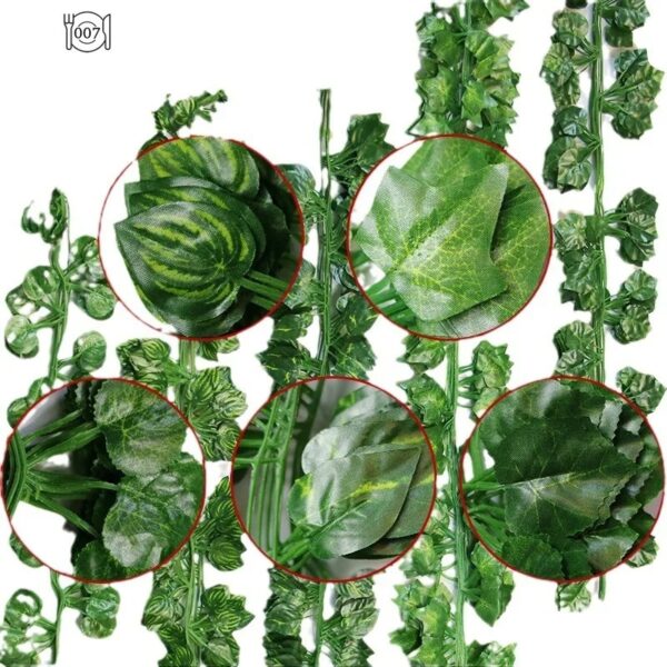 2.2M Green Lvy LeafArtificial Plant Garland SilkWall Hanging VineWedding Party DlY FakeWreath Leaves HomeGarden Decoration - Image 5