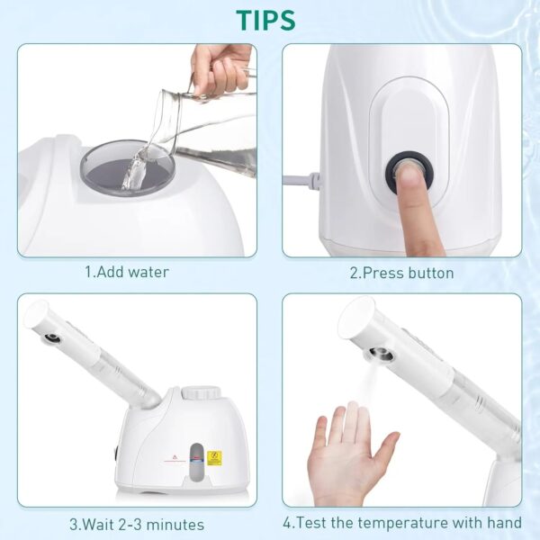 Facial Steamer Hydrating and Moisturizing Adjustable Nozzle for Unclogs Pores Deep Hydration & Cleansing Face Skin Care at Home - Image 6