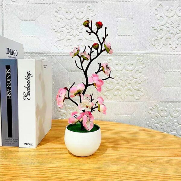 Bonsai Silk Flowers Plum Blossoms Artificial Plant Fake Flowers Pot Flores Sakura Tree Branches Home Room Decoration - Image 4