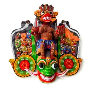 Beautiful Hand Carved Wood Wall Decor 18 Figure Sri Lankan Maha Kola Mask 12"
