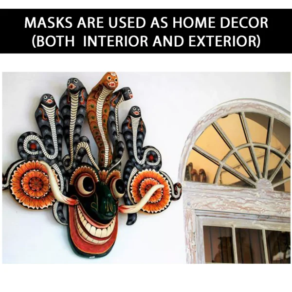 Beautiful Hand Carved Wood Wall Decor 18 Figure Sri Lankan Maha Kola Mask 12" - Image 7