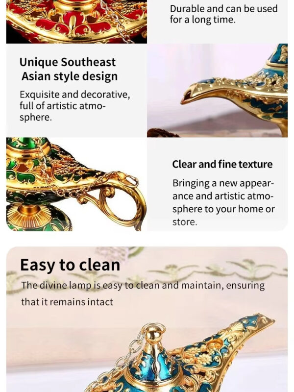 1pc Aladdin Lamp Decorative halloween Ornament Large European Retro Home Decoration Metal Decoration Crafts Holiday Gift - Image 3