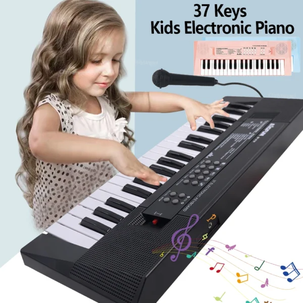 1 37 Keys Electronic Piano Keyboards with Microphone Rechargeable Education Toys Musical Instrument