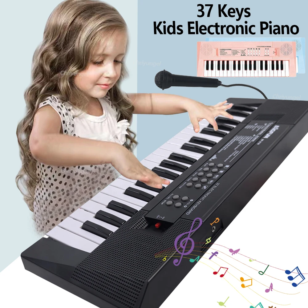 37 Keys Electronic Piano Keyboards with Microphone Rechargeable Education Toys Musical Instrument
