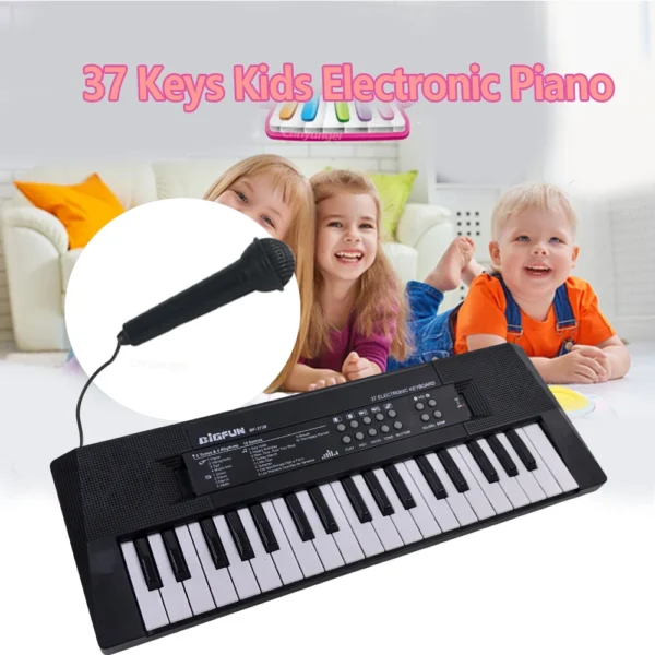 3 37 Keys Electronic Piano Keyboards with Microphone Rechargeable Education Toys Musical Instrument
