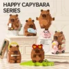 Cute Capybara Block Figure Desktop Decor Model with Orange Accessory Meme Collectible Gift