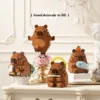 Cute Capybara Block Figure Desktop Decor Model with Orange Accessory Meme Collectible Gift