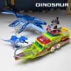 Jurassic World Mosasaurus Attack Ship Building Blocks Dinosaur Toy Escape Canglong Bricks Gift for Kids