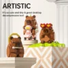 Cute Capybara Block Figure Desktop Decor Model with Orange Accessory Meme Collectible Gift