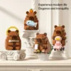 Cute Capybara Block Figure Desktop Decor Model with Orange Accessory Meme Collectible Gift