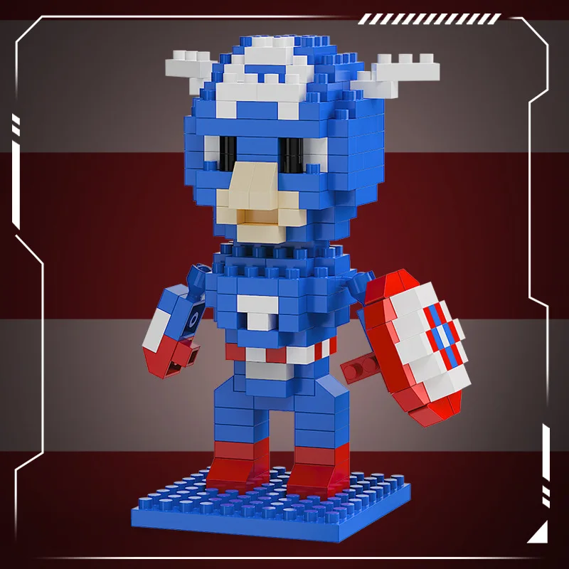 Superhero Captain America Cartoon Character Building Blocks Toy Set for Kids Creative Gift Collection