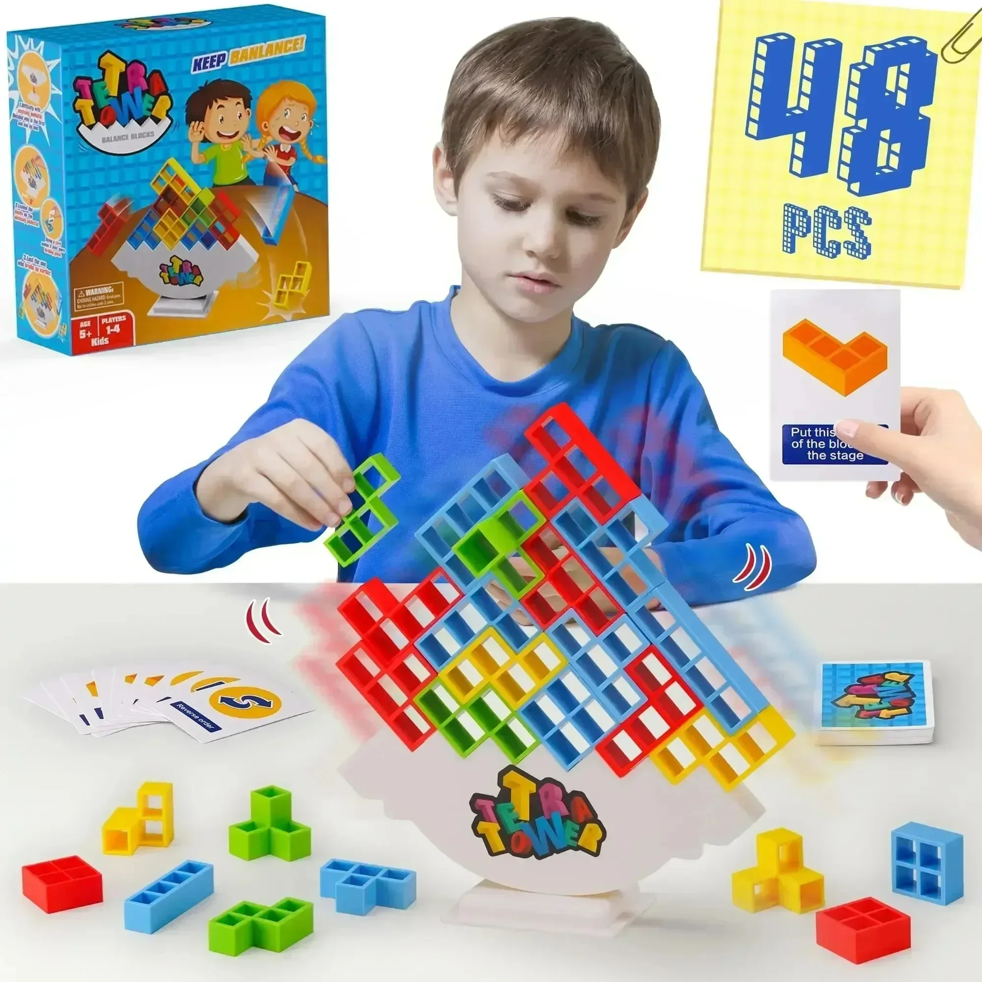 Tetra Tower Fun Balance Stacking Building Blocks Board Game for Kids