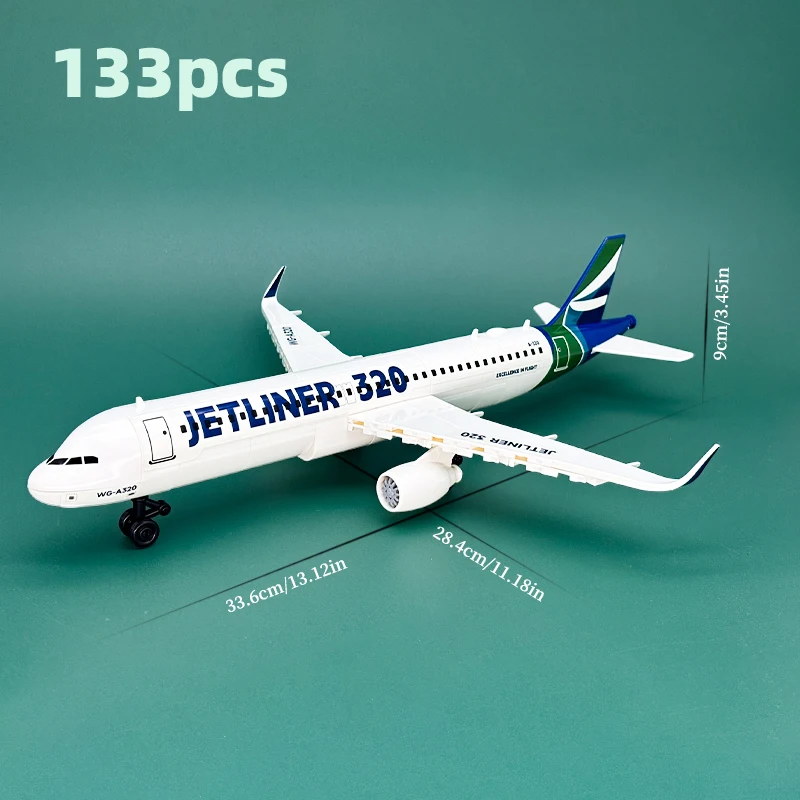 A320 Jetliner Airplane Building Blocks 133 PCS Commercial Aircraft Model Kit Toy