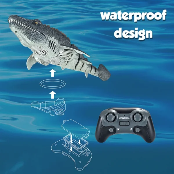 Remote control simulation of Canglong model water splashing and swaying in the water , outdoor toys in the swimming pool