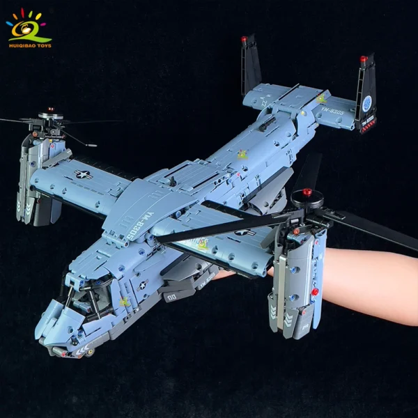 2 HUIQIBAO 1389PCS V-22 Tiltrotor Military Helicopter Building Blocks Aircraft Model Bricks Toy