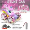 2 Unicorn Remote Control Car for Girls, 360° Rotating 4WD Stunt RC Cars with Cute Lights, Rechargeable Toys-Kid for Birthday Gifts