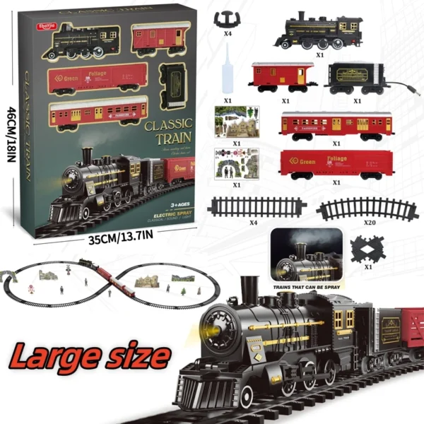 2 Kids Electric Steam Train Toy Set with Railway Track & Parking Lot High Speed Rail Model