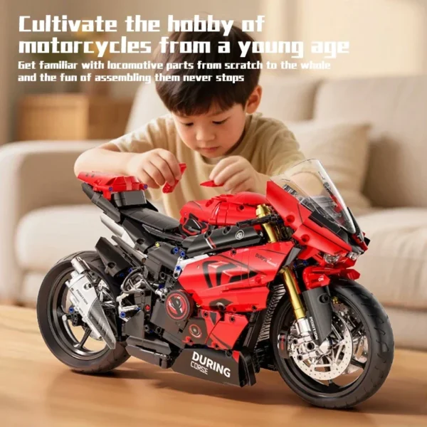 3 1:5 Technical Racing Motorcycle Building Blocks Set 2024Pcs DIY Motorbike Model Toy