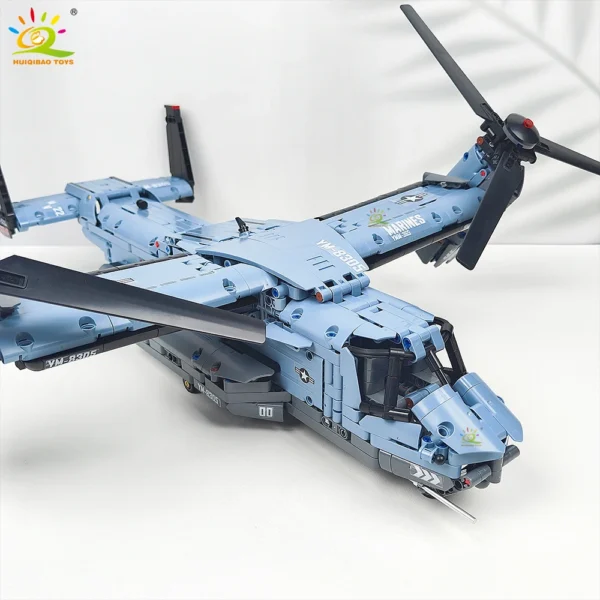 5 HUIQIBAO 1389PCS V-22 Tiltrotor Military Helicopter Building Blocks Aircraft Model Bricks Toy