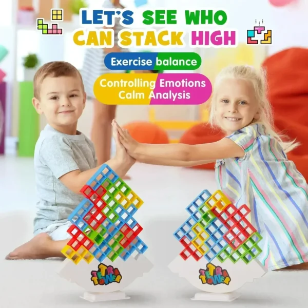 Tetra Tower Fun Balance Stacking Building Blocks Board Game for Kids