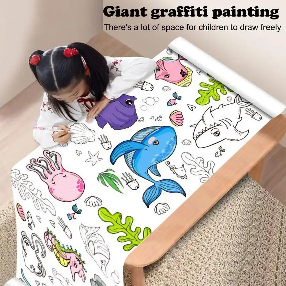 Children’s Drawing Roll Sticky Color Filling Paper Graffiti Scroll Coloring Paper Roll For Kids DIY Painting Educational Toys