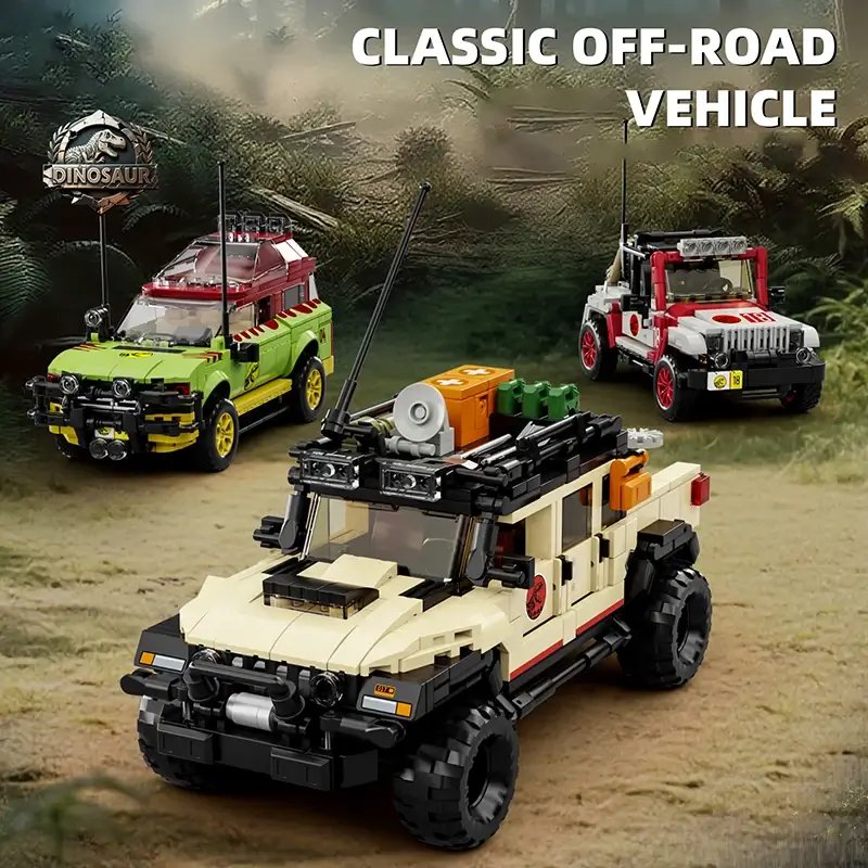 3 in 1 Dinosaur Adventure Off Road Vehicle Building Blocks Toy Jurassic Series Bricks Set 1632 Pcs