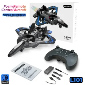 L101 RC Foam Airplane 2.4G Remote Control EPP Glider with LED Lights Stunt Flying Fighter Plane Toy for Kids