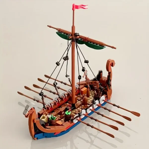 MOC Medieval Viking Ship 463 PCS Ocean Adventure Building Blocks Toy for Kids and Adults