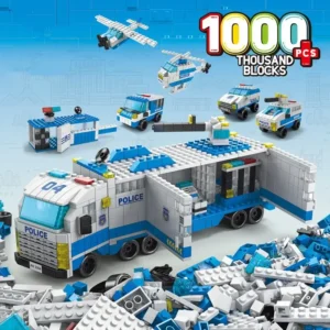 6in1 Police Sports Car Fire Engine Mini Loader Truck Plane Classic City Model Building Blocks Set Bricks Toy